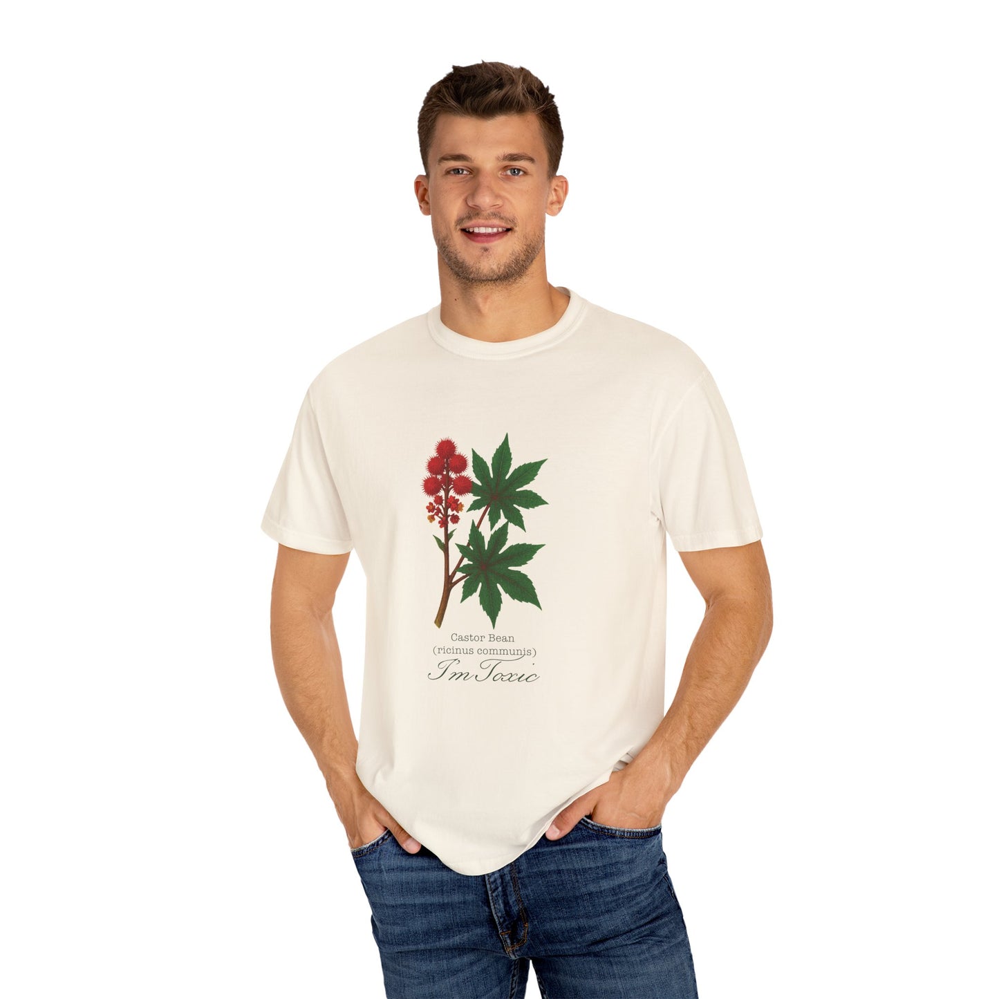 "I'm Toxic" - Castor Bean Botanical Design T-Shirt - Nature Lover Gift, Plant Enthusiast Apparel, Casual Wear, Earth Day, Eco-Friendly Clothing
