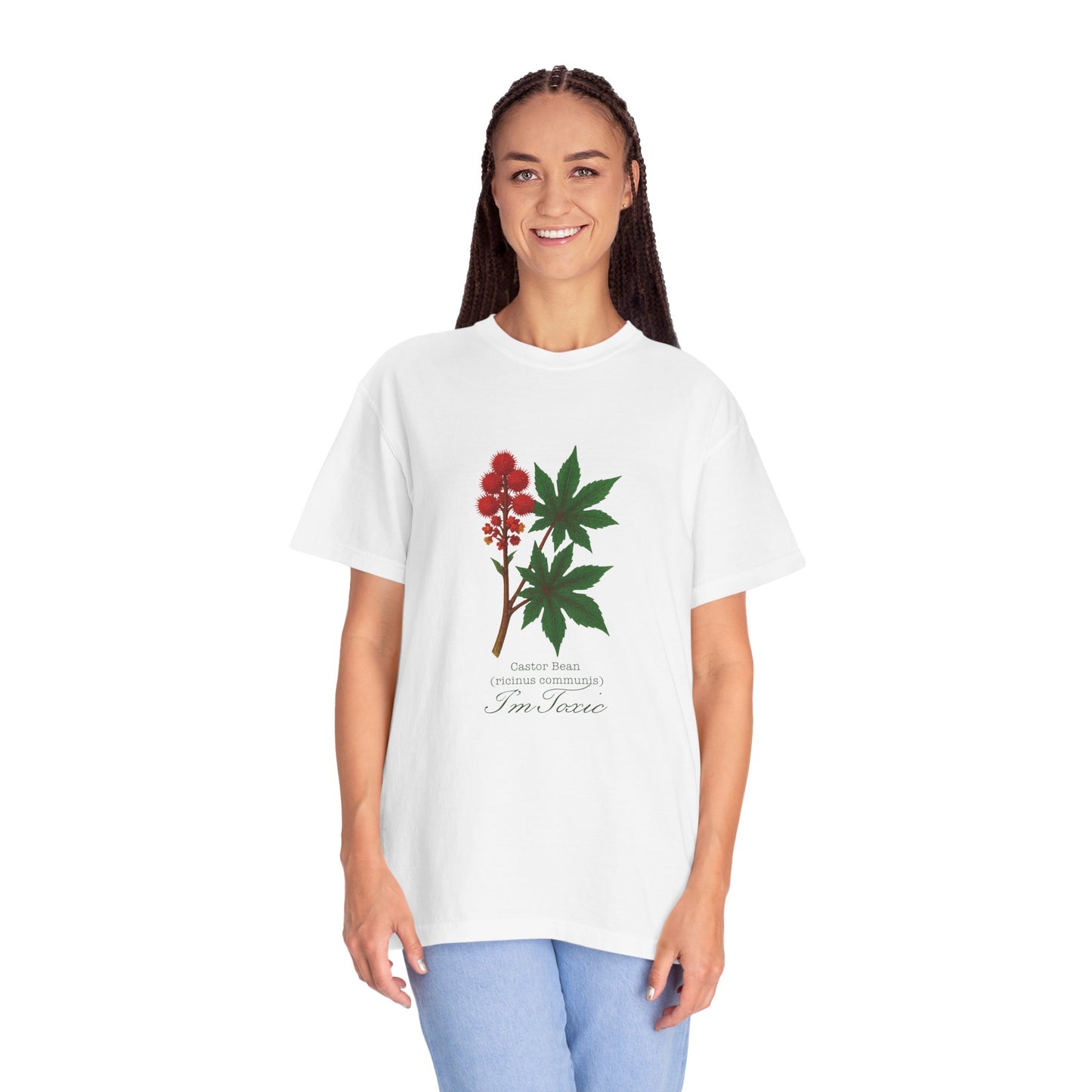 "I'm Toxic" - Castor Bean Botanical Design T-Shirt - Nature Lover Gift, Plant Enthusiast Apparel, Casual Wear, Earth Day, Eco-Friendly Clothing