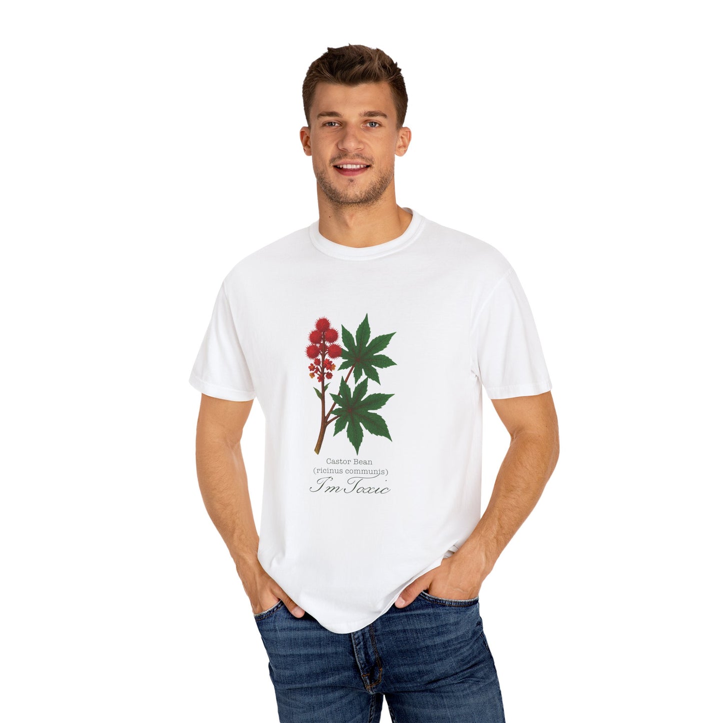 "I'm Toxic" - Castor Bean Botanical Design T-Shirt - Nature Lover Gift, Plant Enthusiast Apparel, Casual Wear, Earth Day, Eco-Friendly Clothing