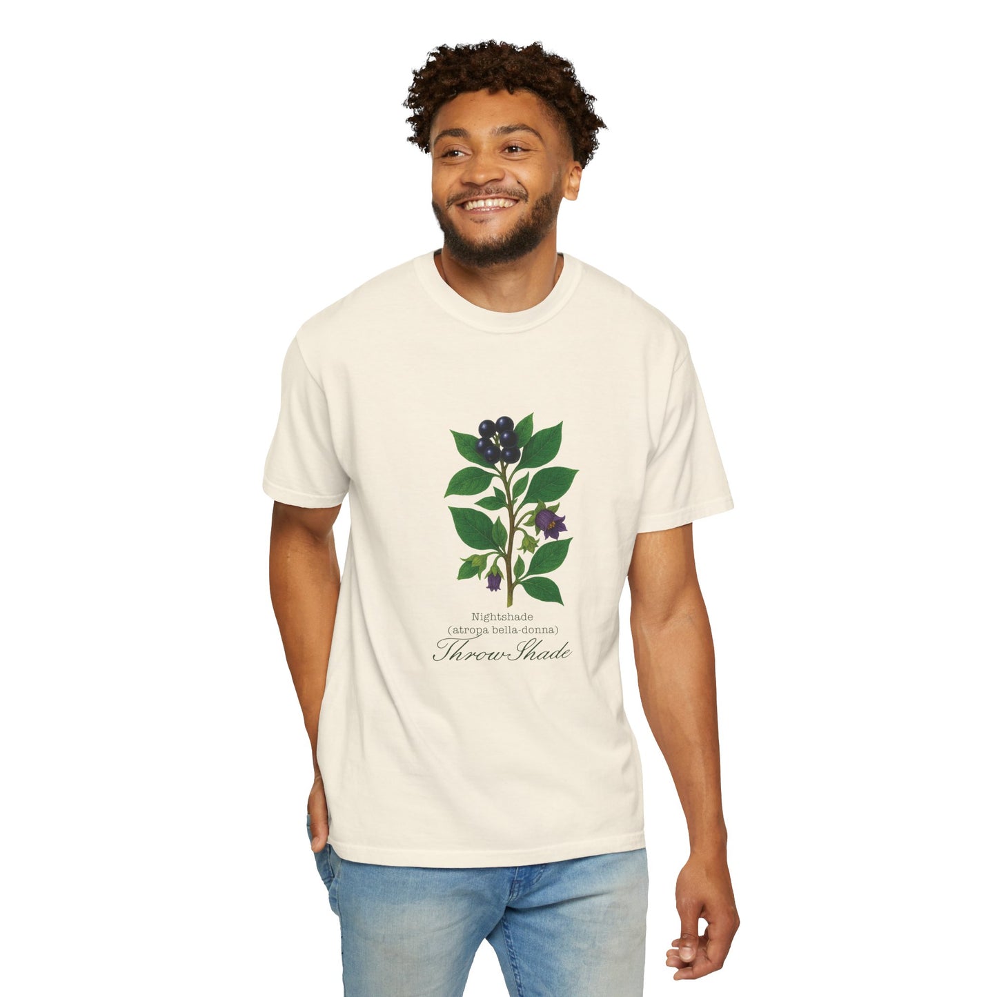 "Throw Shade" - Nightshade - Floral Nature T-Shirt, Botanical Tee, Gift for Plant Lovers, Eco-Friendly Tee, Summer Fashion, Garden Party Shirt