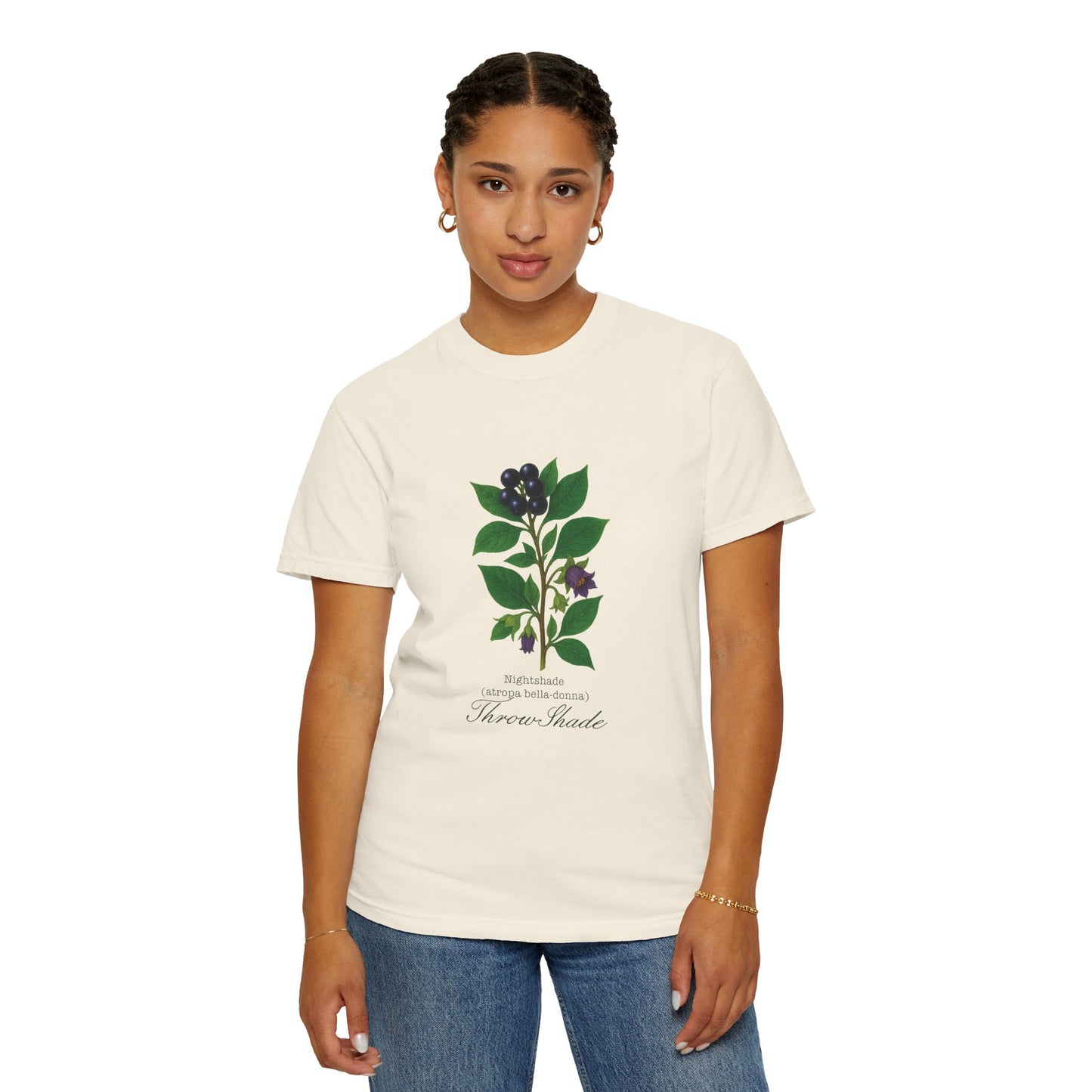 "Throw Shade" - Nightshade - Floral Nature T-Shirt, Botanical Tee, Gift for Plant Lovers, Eco-Friendly Tee, Summer Fashion, Garden Party Shirt