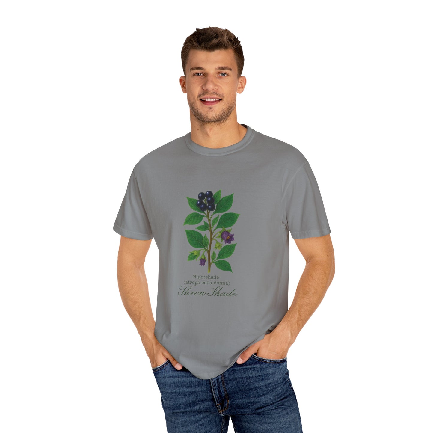 "Throw Shade" - Nightshade - Floral Nature T-Shirt, Botanical Tee, Gift for Plant Lovers, Eco-Friendly Tee, Summer Fashion, Garden Party Shirt