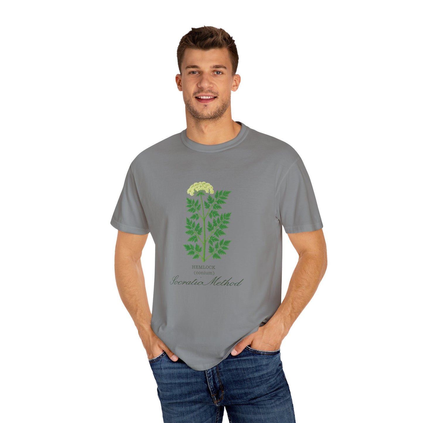 "Socratic Method," Hemlock - Botanical Design Unisex T-Shirt, Gift for Sassy Gardeners, Casual Wear, Eco-friendly Apparel