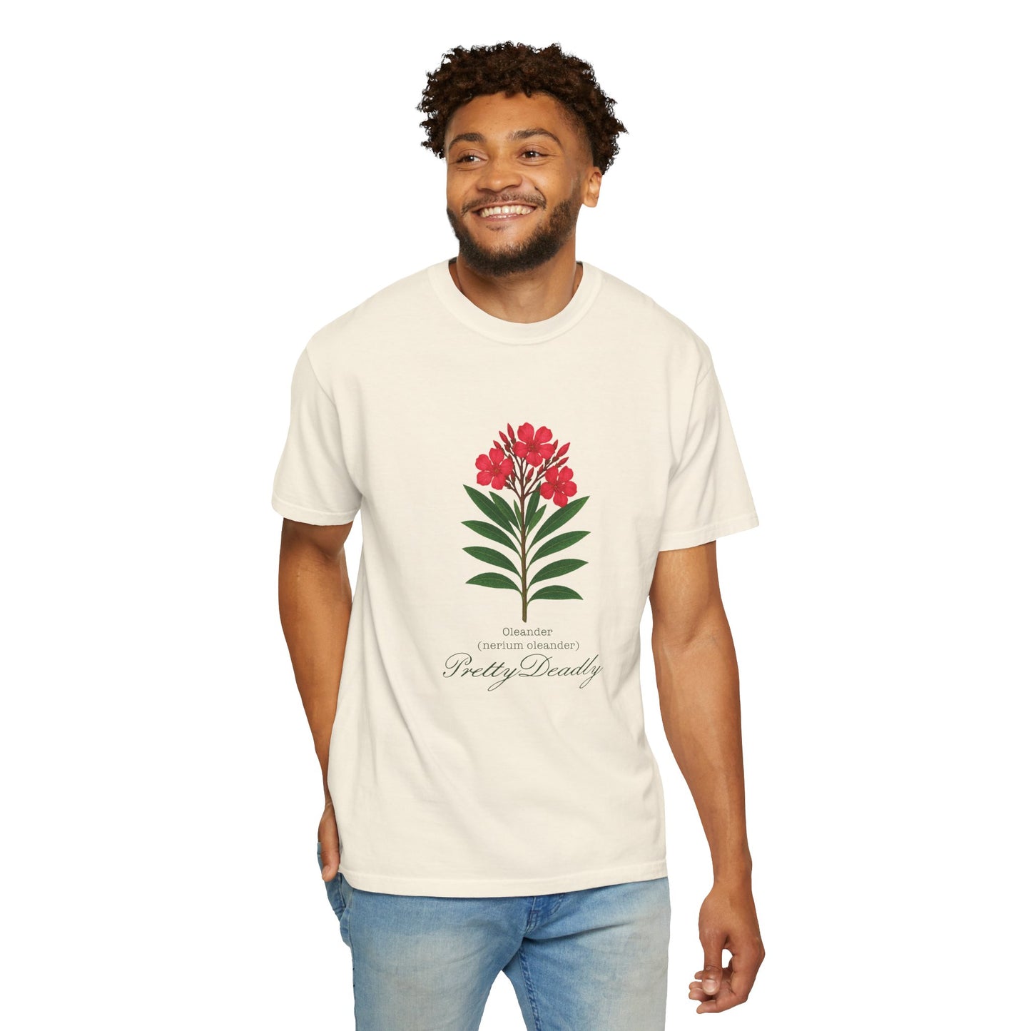 "Pretty Deadly" Oleander Unisex T-Shirt | Pretty Deadly Floral Tee, Summer Vibes, Casual Style, Gift for Plant Lovers, Eco-Friendly Fashion