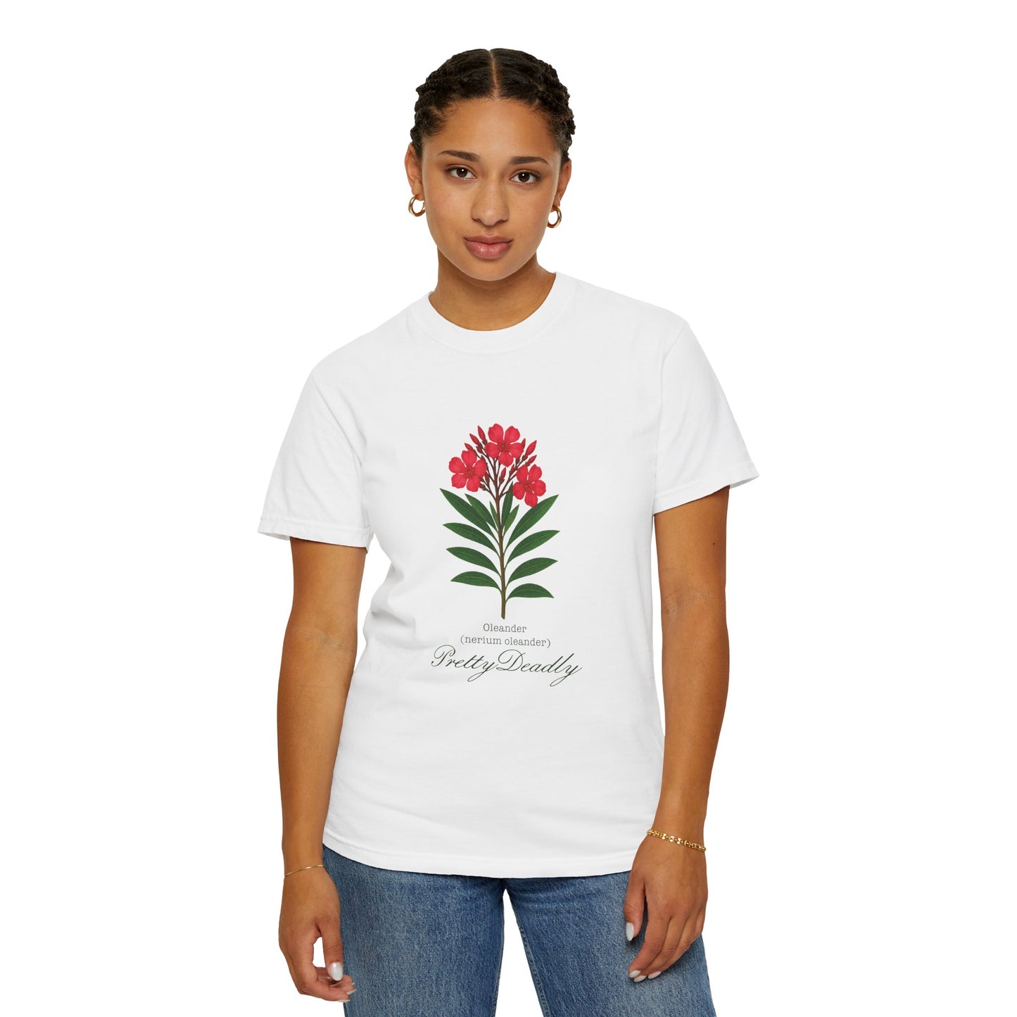 "Pretty Deadly" Oleander Unisex T-Shirt | Pretty Deadly Floral Tee, Summer Vibes, Casual Style, Gift for Plant Lovers, Eco-Friendly Fashion