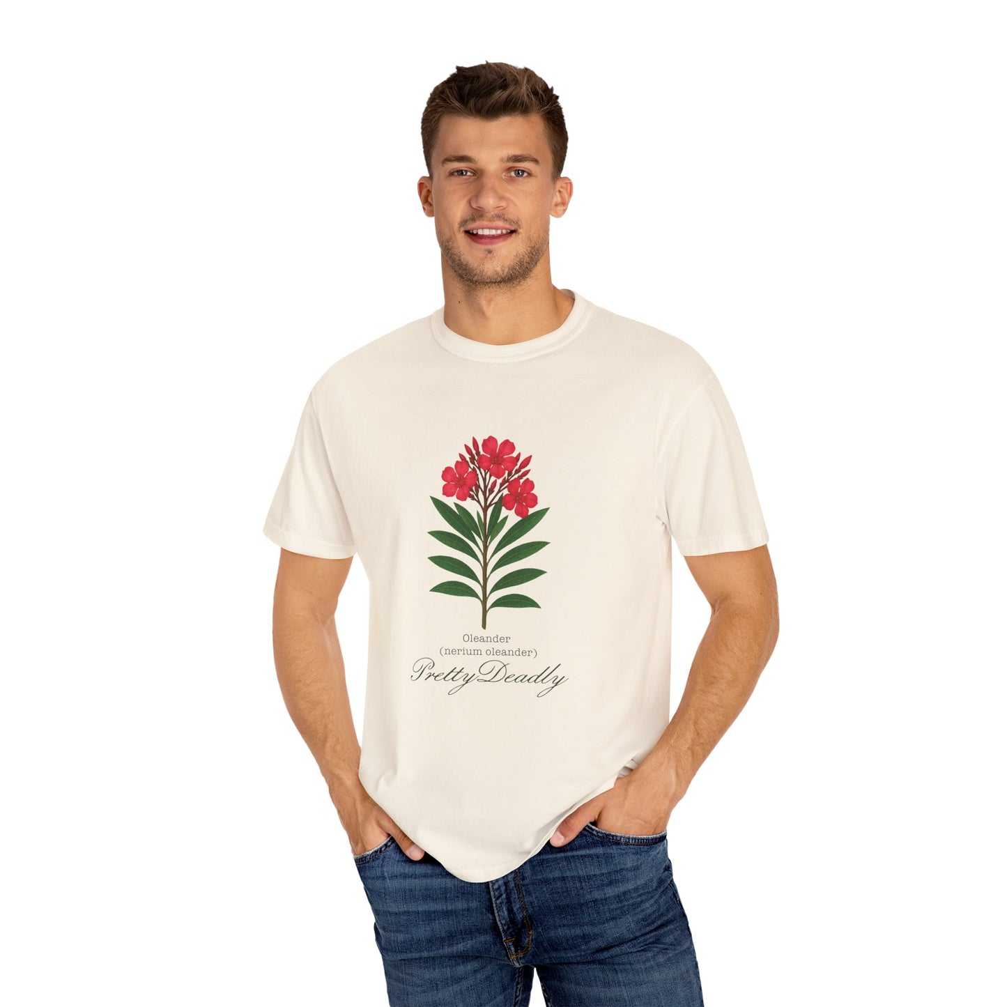 "Pretty Deadly" Oleander Unisex T-Shirt | Pretty Deadly Floral Tee, Summer Vibes, Casual Style, Gift for Plant Lovers, Eco-Friendly Fashion