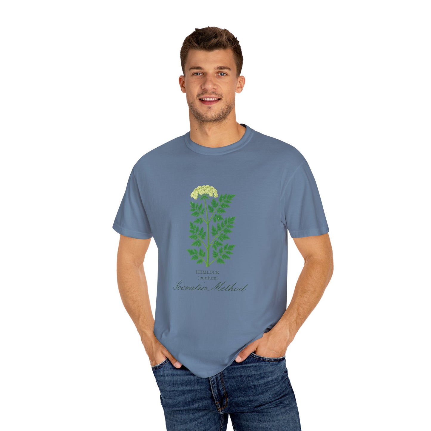 "Socratic Method," Hemlock - Botanical Design Unisex T-Shirt, Gift for Sassy Gardeners, Casual Wear, Eco-friendly Apparel