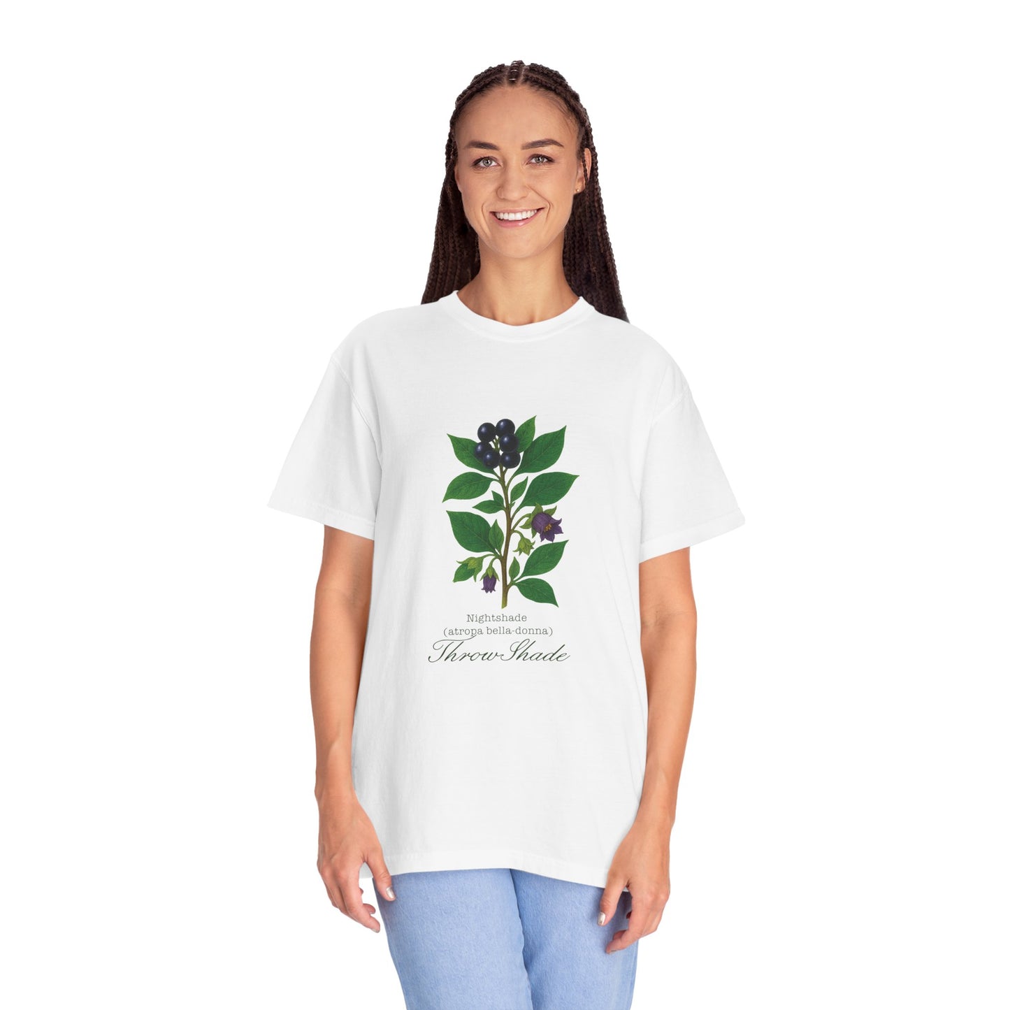 "Throw Shade" - Nightshade - Floral Nature T-Shirt, Botanical Tee, Gift for Plant Lovers, Eco-Friendly Tee, Summer Fashion, Garden Party Shirt