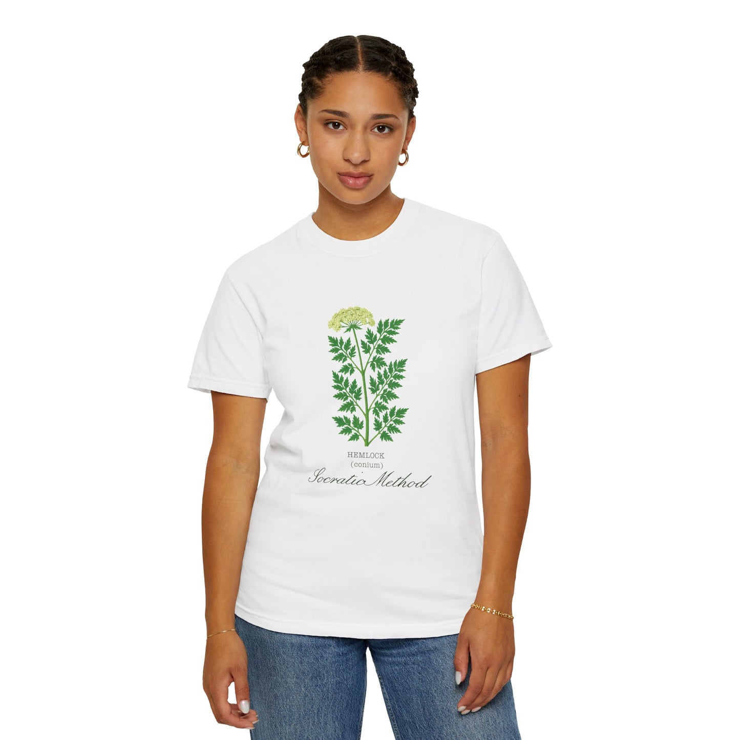 "Socratic Method," Hemlock - Botanical Design Unisex T-Shirt, Gift for Sassy Gardeners, Casual Wear, Eco-friendly Apparel