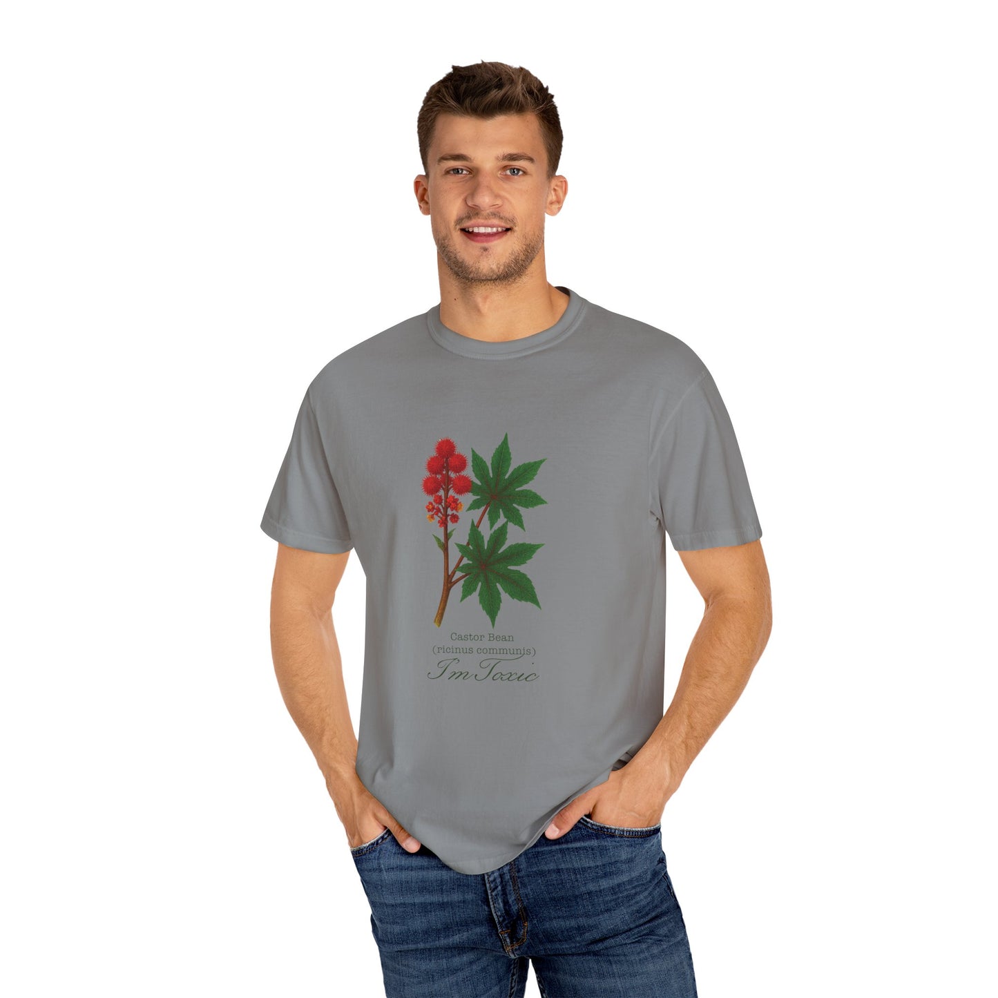 "I'm Toxic" - Castor Bean Botanical Design T-Shirt - Nature Lover Gift, Plant Enthusiast Apparel, Casual Wear, Earth Day, Eco-Friendly Clothing