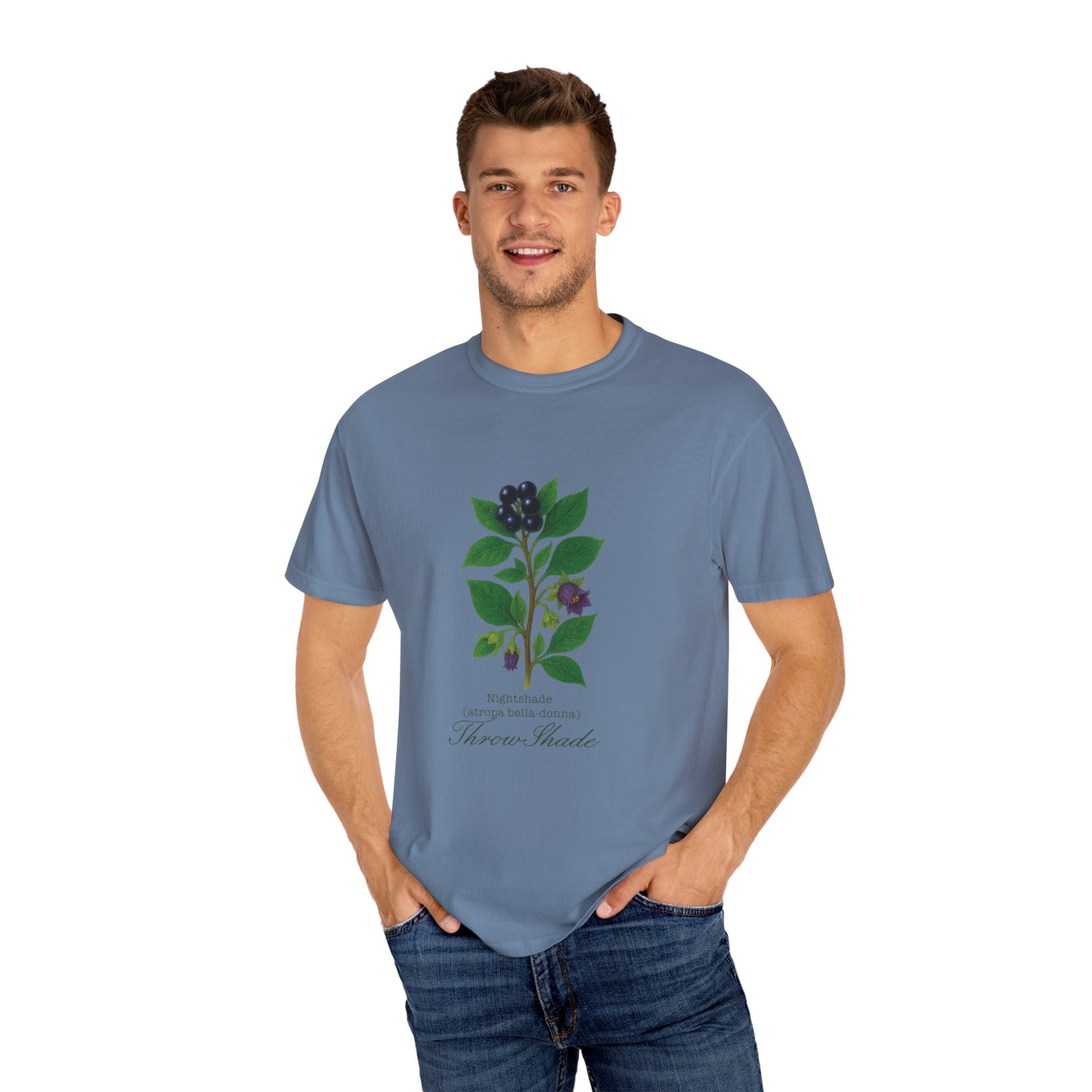 "Throw Shade" - Nightshade - Floral Nature T-Shirt, Botanical Tee, Gift for Plant Lovers, Eco-Friendly Tee, Summer Fashion, Garden Party Shirt
