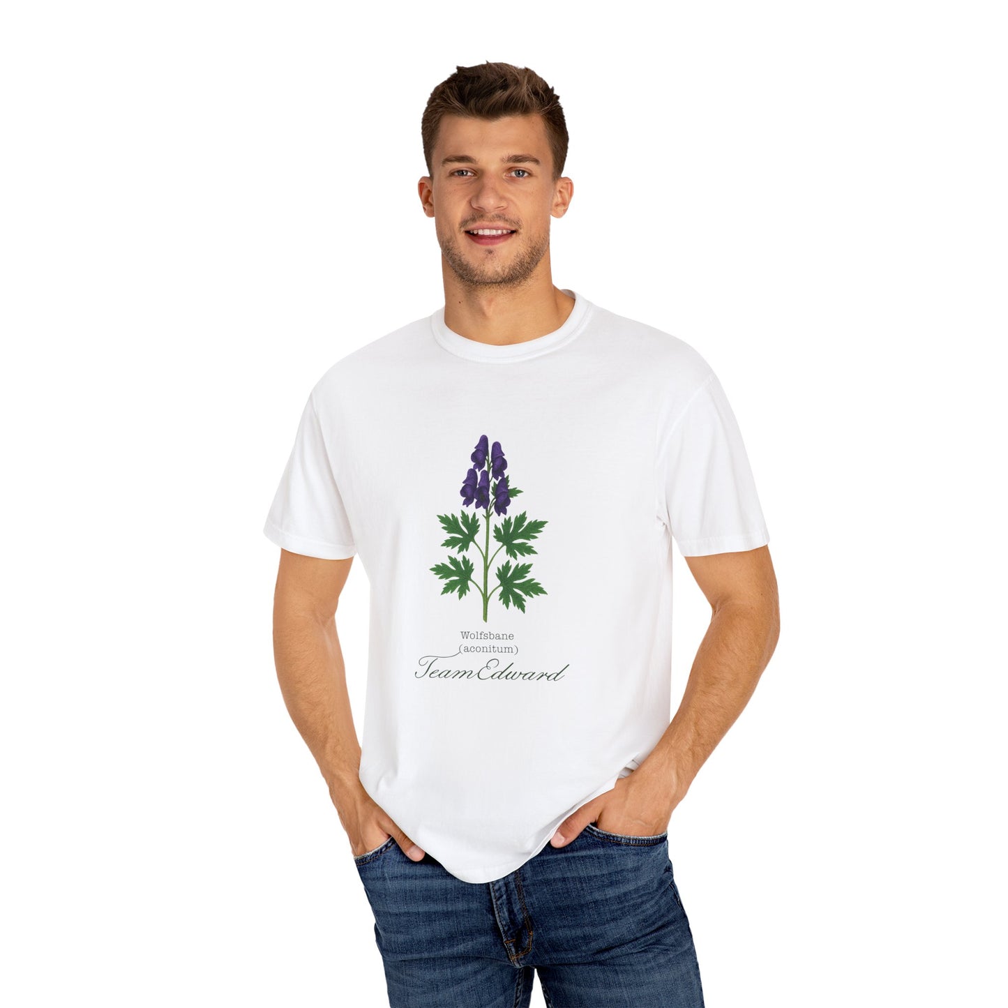 "Team Edward," Wolfsbane - Unisex T-Shirt, Twilight Inspired, Vintage Floral Tee, Eco-Friendly Apparel, Casual Daily Wear, Birthday Present