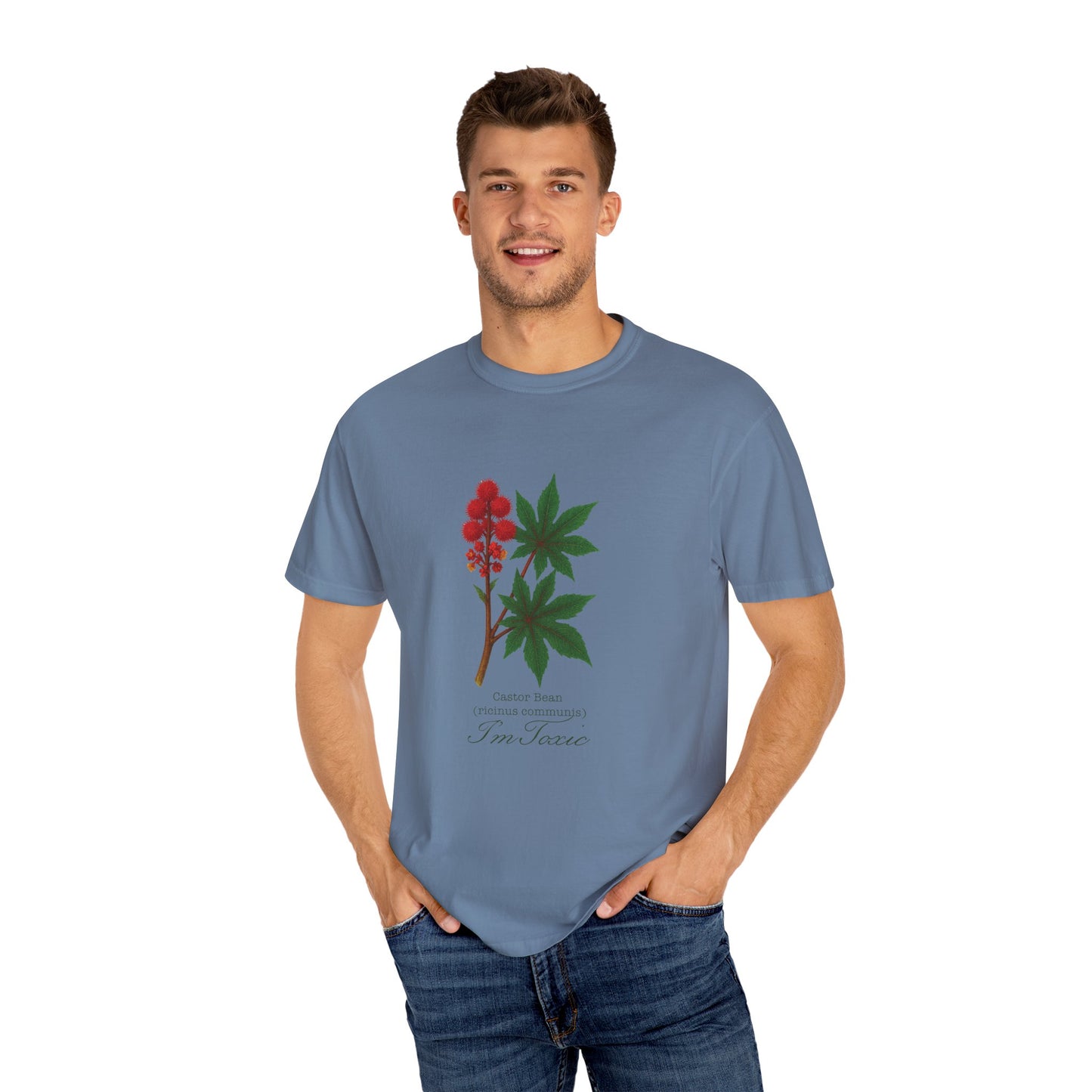 "I'm Toxic" - Castor Bean Botanical Design T-Shirt - Nature Lover Gift, Plant Enthusiast Apparel, Casual Wear, Earth Day, Eco-Friendly Clothing