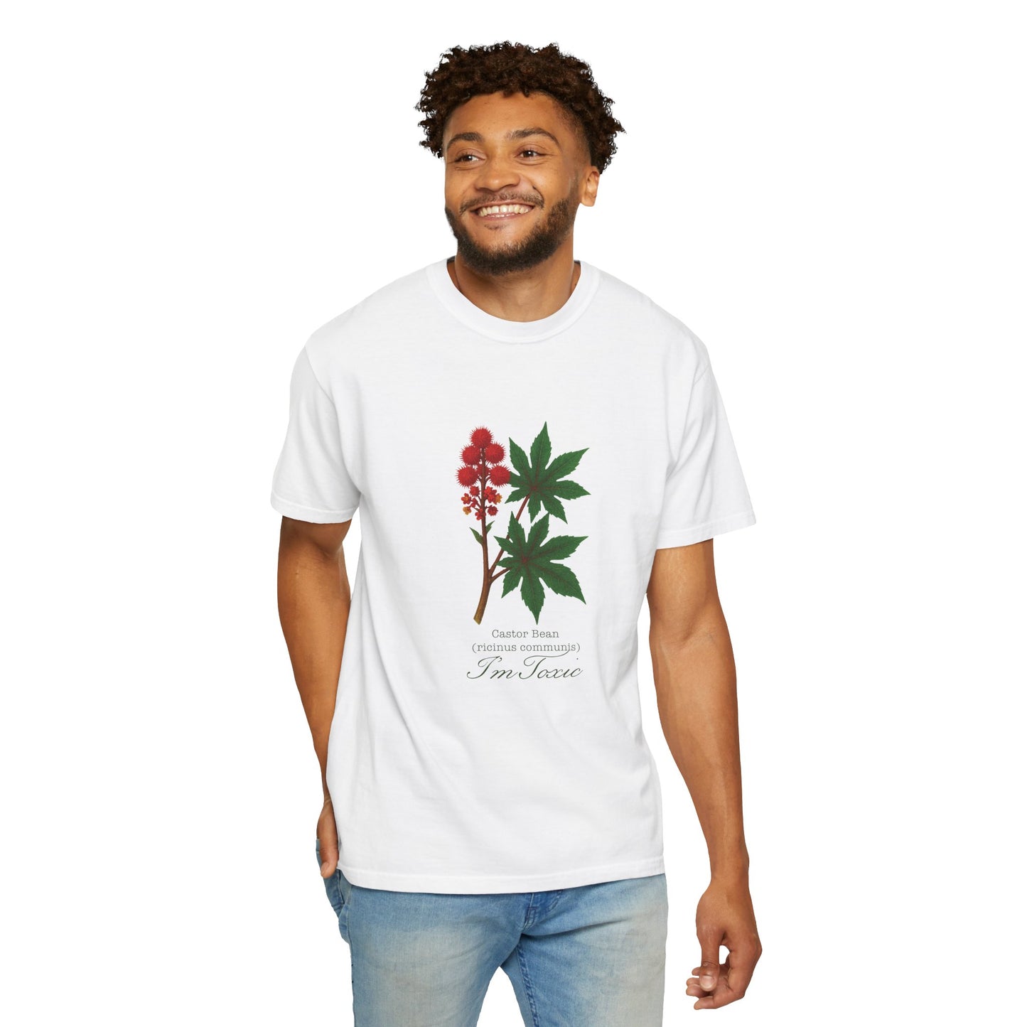"I'm Toxic" - Castor Bean Botanical Design T-Shirt - Nature Lover Gift, Plant Enthusiast Apparel, Casual Wear, Earth Day, Eco-Friendly Clothing